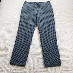 Banana Republic Camden Pants Womens 6 Teal Geometric Stretch Dress Work Career